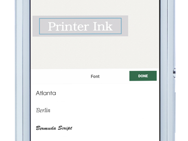 P-touch Design&Print aplikácia na smartfóne, ukazujúca editovanie štítka